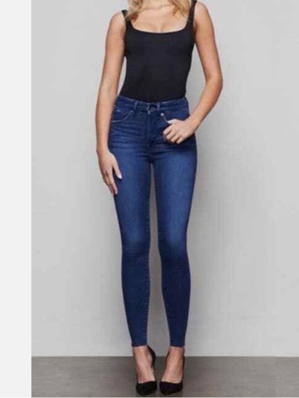 Good American Dark Wash High-Rise Skinny Good Waist Jeans Deep Blue Size 10 / 30